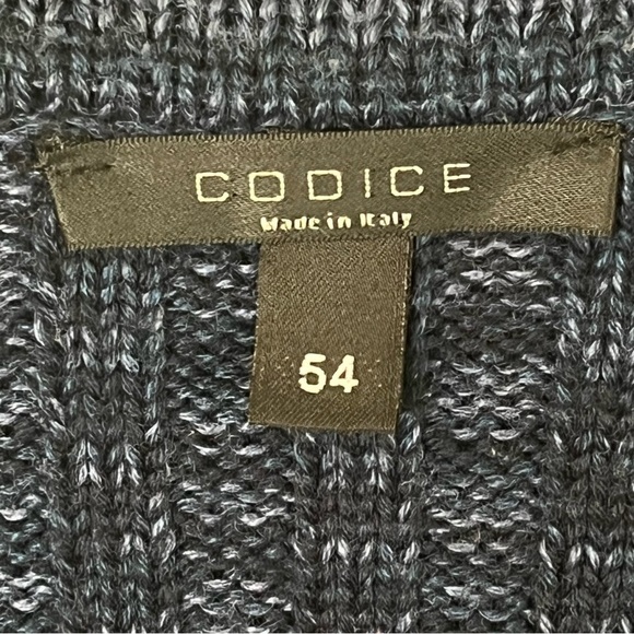 Codice Men’s Italy Merino Wool Blend Navy Blue V-Neck Chunky Knit Sweater XL - Picture 5 of 7